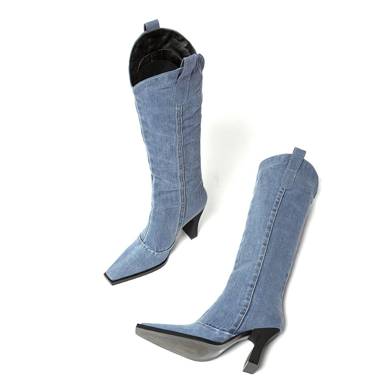 Oklahoma Denim Hög Boots