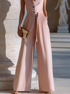 Ärmlös Jumpsuit med Bälte och Breda Ben