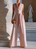 Ärmlös Jumpsuit med Bälte och Breda Ben