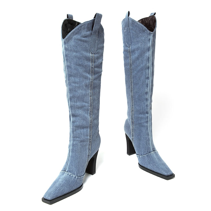Oklahoma Denim Hög Boots