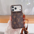 LV-stil Crossbody Plånboksfodral för iPhone – Med Rem & Korthållare