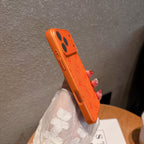 LV-inspirerat Lyxigt iPhone Läder Plånboksfodral med Korthållare - Djärv Orange