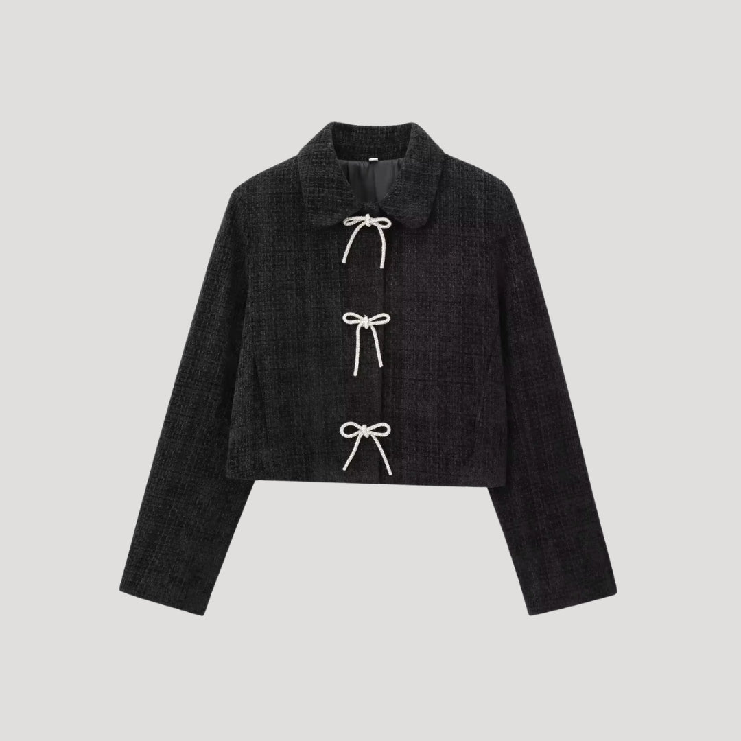 Tweedjacka med Rosetter Fram – Chic Croppad Stil