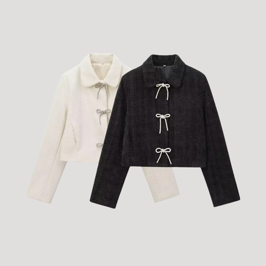 Tweedjacka med Rosetter Fram – Chic Croppad Stil