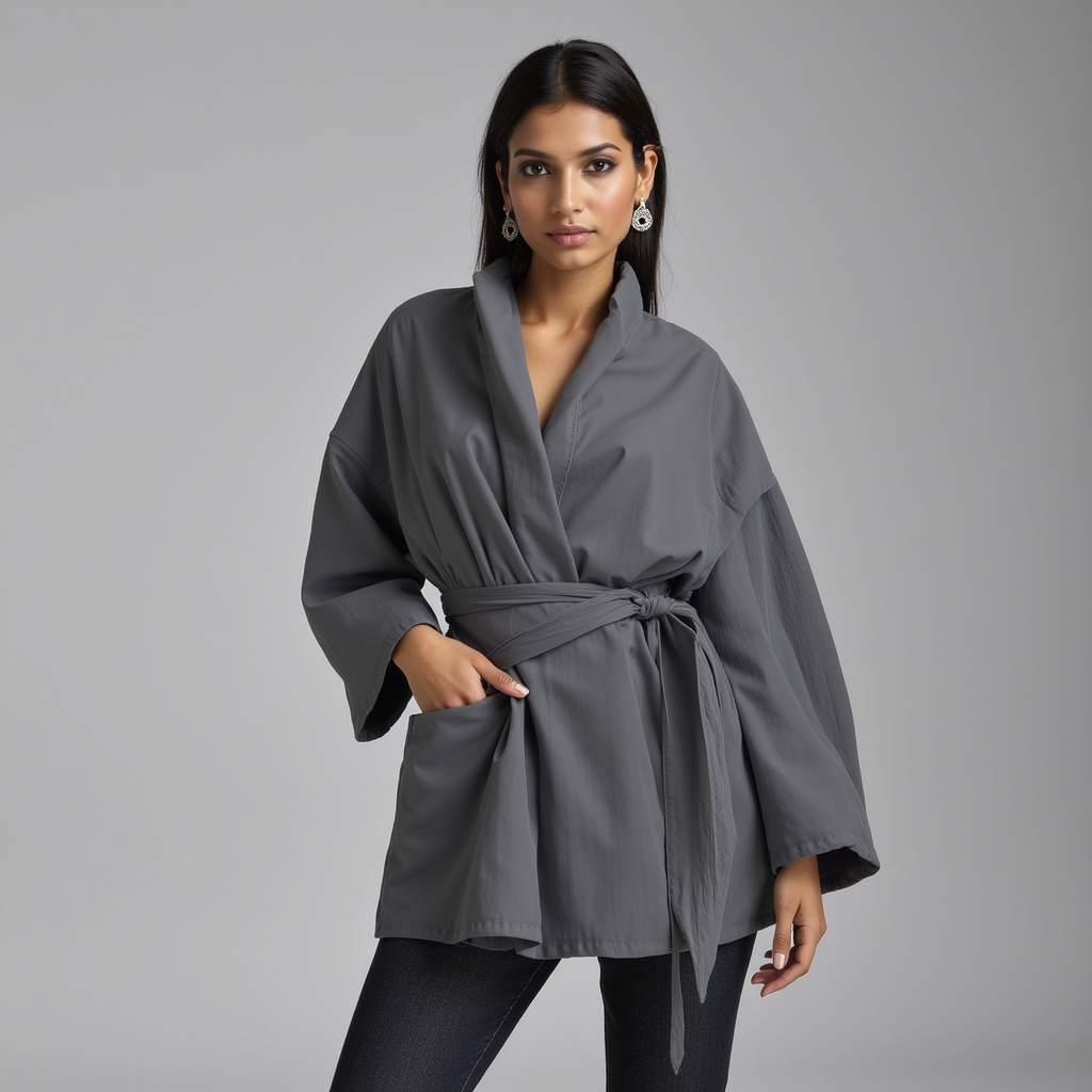 Omlottsjacka med Skärp – Enkel Lager-på-lager-stil