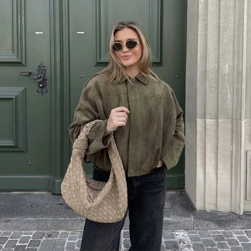 Croppad Jacka i Mockaimitation – Urban Casualstil