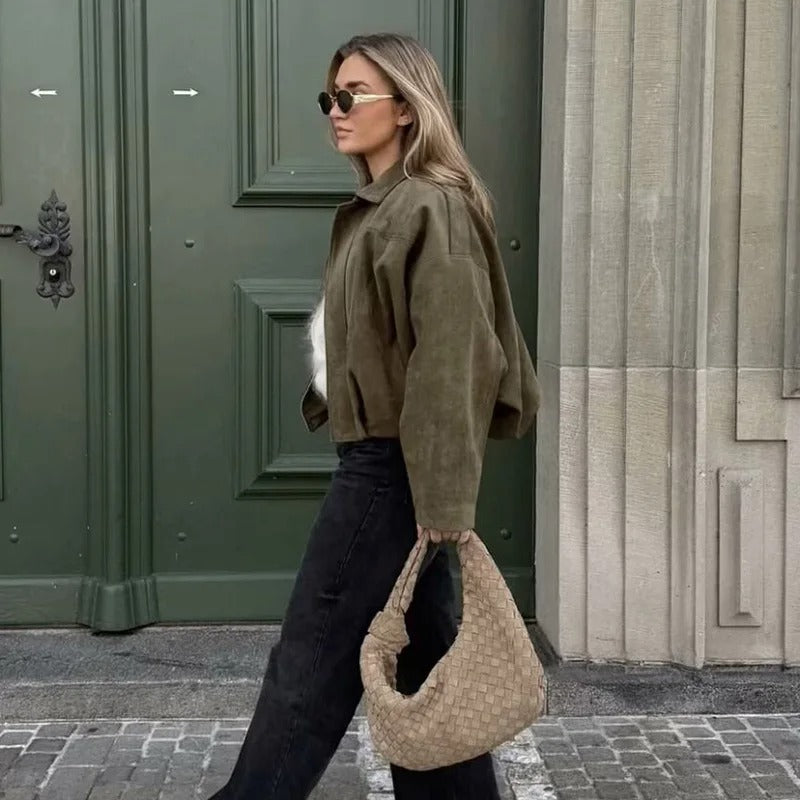 Croppad Jacka i Mockaimitation – Urban Casualstil