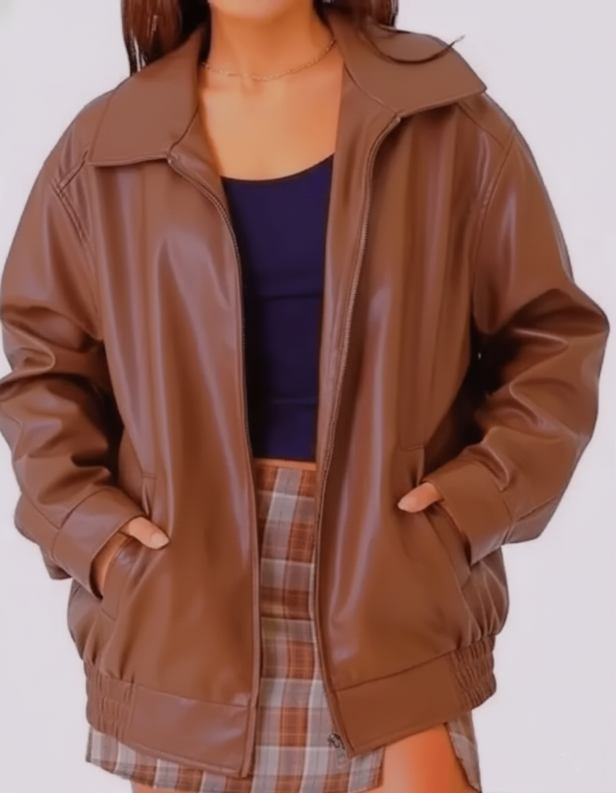 Jacka i Faux Läder Relaxed Fit – Urban Casual Stil